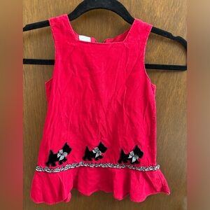 Starting Out Red Corduroy Dress with Black Scottie Dogs